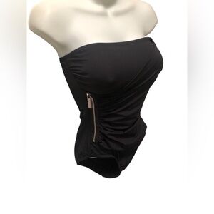 Michael Michael Kors Black Malliot Strapless One Piece Swimsuit Sz 4 Black